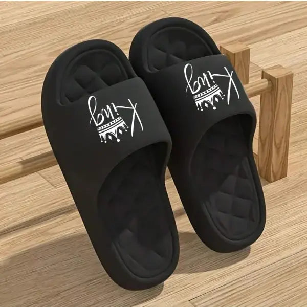 Tikp Choice Autumn Shoes Type EVA Soft Lightweight Slippers - Black and White / 36-37