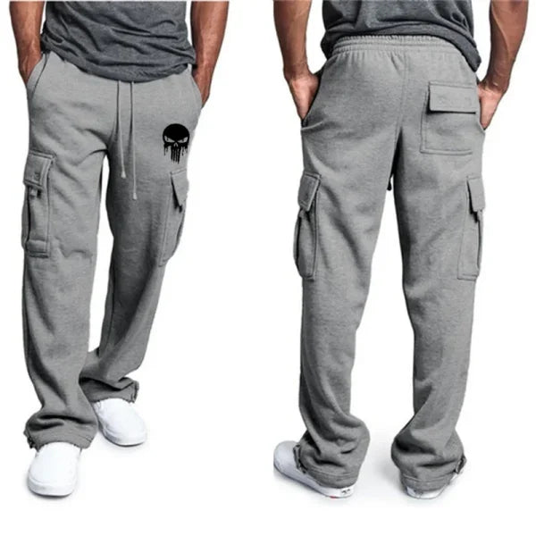 New Casual Men’s Fitness Sweatpants – Elastic Waist Drawstring Sports Pants with Pockets - GRAY / L