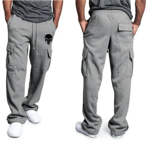 New Casual Men’s Fitness Sweatpants – Elastic Waist Drawstring Sports Pants with Pockets - GRAY / L