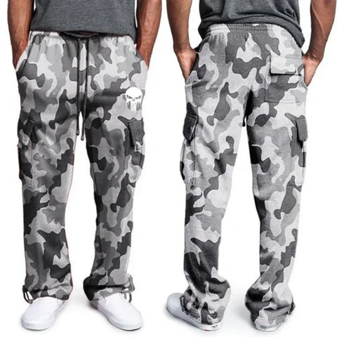 New Casual Men’s Fitness Sweatpants – Elastic Waist Drawstring Sports Pants with Pockets - CamouflageGrey / 4XL