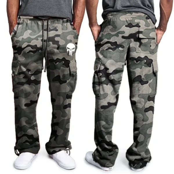 New Casual Men’s Fitness Sweatpants – Elastic Waist Drawstring Sports Pants with Pockets - CamouflageGreen / M