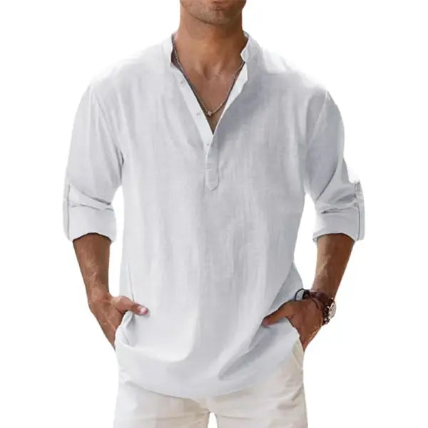 Cotton Linen Casual Shirts Four Seasons Breathable Everyday Wear - White / S