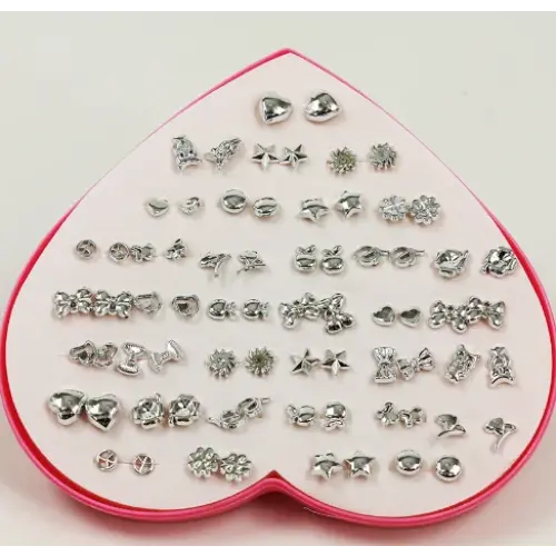 New Design Random 36 Pairs/Lot Lovely Mini Earing Cute Snowflakes Cat Butterfly Stud Earrings For Girl Fashion Daily