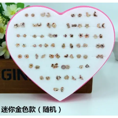 New Design Random 36 Pairs/Lot Lovely Mini Earing Cute Snowflakes Cat Butterfly Stud Earrings For Girl Fashion Daily