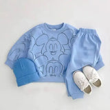 Baby Boy & Girl Summer Tracksuit Set – Cartoon Printed T-Shirt and Shorts Casual Outfit - blue / 3T
