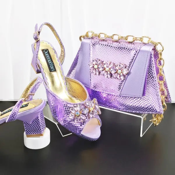 Lilac Peep Toe Italian Design Pumps 6.5cm Heel Party Set - Lilac / 42 / China Mainland