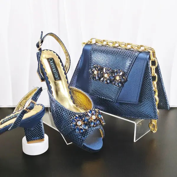 Lilac Peep Toe Italian Design Pumps 6.5cm Heel Party Set - Navy / 40 / China Mainland