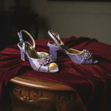 Lilac Peep Toe Italian Design Pumps 6.5cm Heel Party Set