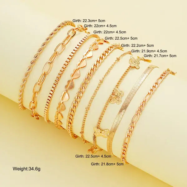 Women’s Heart & Butterfly Anklet Set – Bohemian Beaded Beach Retro Party Jewelry