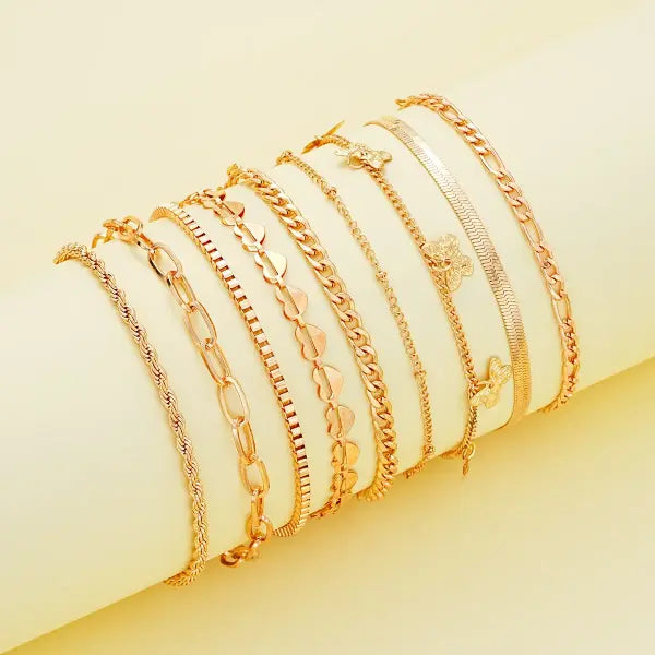 Women’s Heart & Butterfly Anklet Set – Bohemian Beaded Beach Retro Party Jewelry