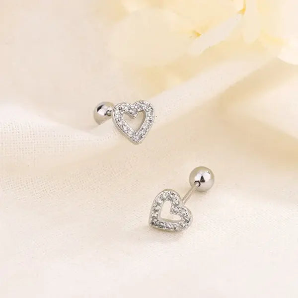 Heart Stud Earrings for Women – Hypoallergenic Screw Back Cartilage Helix Piercing Jewelry Gift