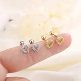 Heart Stud Earrings for Women – Hypoallergenic Screw Back Cartilage Helix Piercing Jewelry Gift
