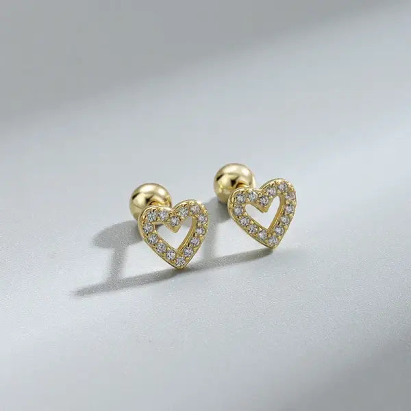 Heart Stud Earrings for Women – Hypoallergenic Screw Back Cartilage Helix Piercing Jewelry Gift - AED18-1g / 1 Pair