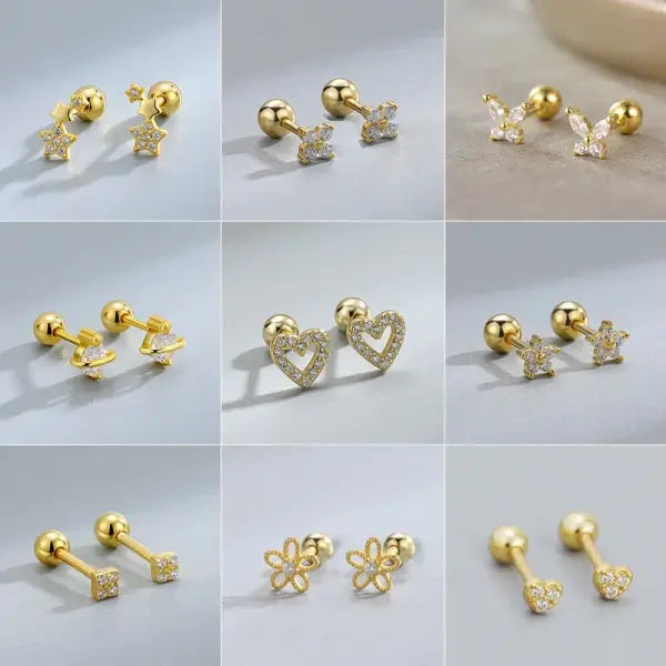 Heart Stud Earrings for Women – Hypoallergenic Screw Back Cartilage Helix Piercing Jewelry Gift