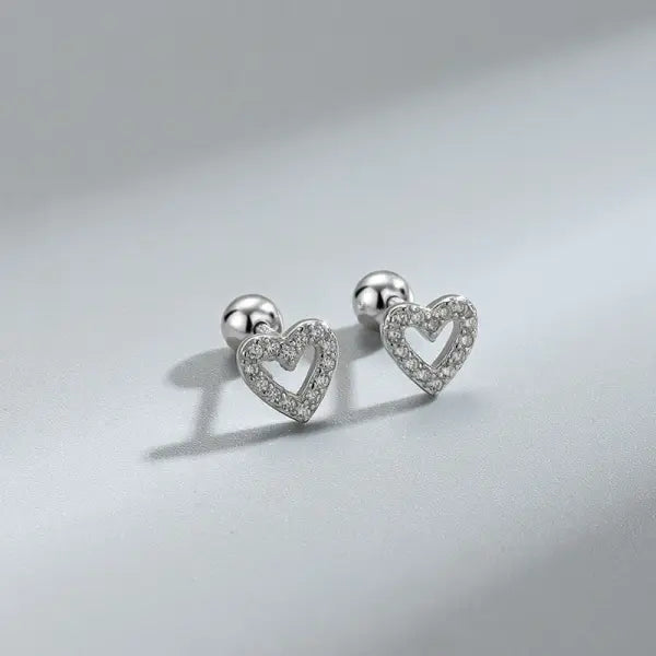 Heart Stud Earrings for Women – Hypoallergenic Screw Back Cartilage Helix Piercing Jewelry Gift - AED18-1s / 1 Pair