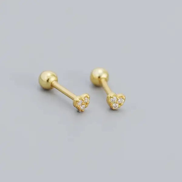 Heart Stud Earrings for Women – Hypoallergenic Screw Back Cartilage Helix Piercing Jewelry Gift - AED18-9 / 1 Pair