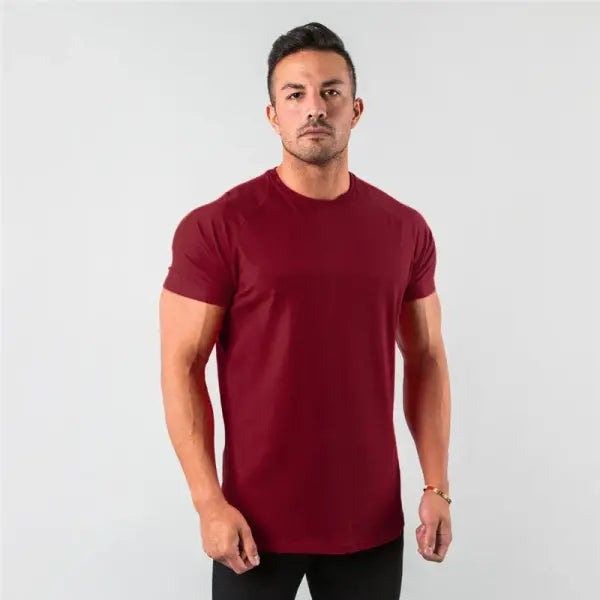 New Fashion Plain Tops Tees Fitness Mens T Shirt Short Sleeve Muscle Joggers Bodybuilding Tshirt Male Gym Clothes Slim