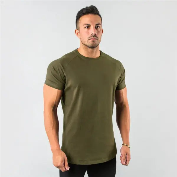 New Fashion Plain Tops Tees Fitness Mens T Shirt Short Sleeve Muscle Joggers Bodybuilding Tshirt Male Gym Clothes Slim