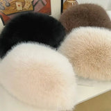 New Fluffy Fur Women’s Winter Hat Warm Ear Protection Snow Ski Cap Female Faux Fox Fur Bomber Hat Windproof Russian Hat