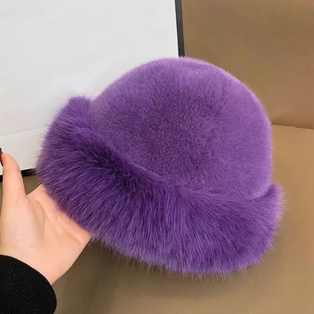 New Fluffy Fur Women’s Winter Hat Warm Ear Protection Snow Ski Cap Female Faux Fox Fur Bomber Hat Windproof Russian Hat