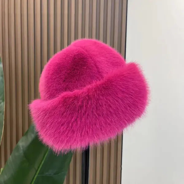 Women’s Fluffy Faux Fox Fur Winter Hat – Warm Ear Protection Snow Ski Bomber Hat Windproof Russian Style Cap - A7