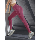 New High Waist Women’s Leggings Stretch Yoga Pants Tights With Pockets Push Up Fitness Running Sportswear Solid Color