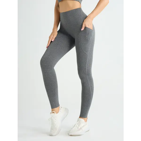 New High Waist Women’s Leggings Stretch Yoga Pants Tights With Pockets Push Up Fitness Running Sportswear Solid Color