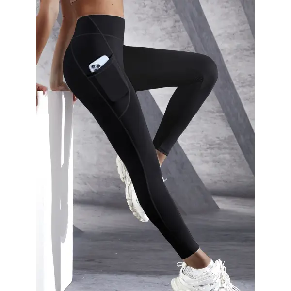 New High Waist Women’s Leggings Stretch Yoga Pants Tights With Pockets Push Up Fitness Running Sportswear Solid Color