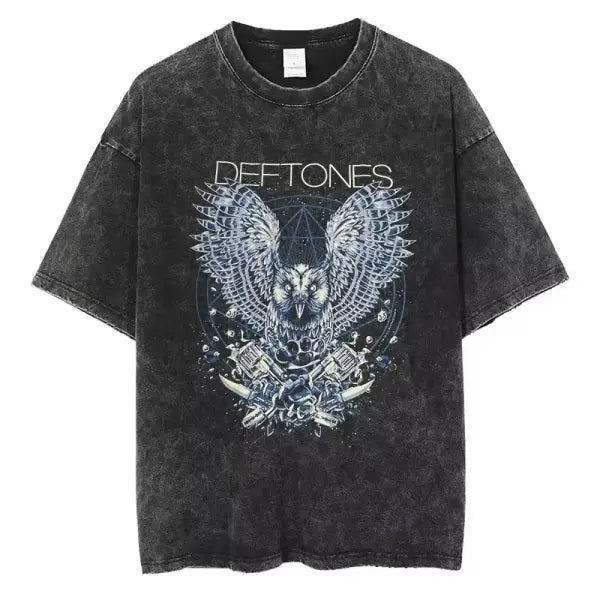 New Hip Hop Deftones Washed Short sleeved round neck Y2k Tshirt Men Clothing New in Top & Tees Mens T-Shirt Camisetas