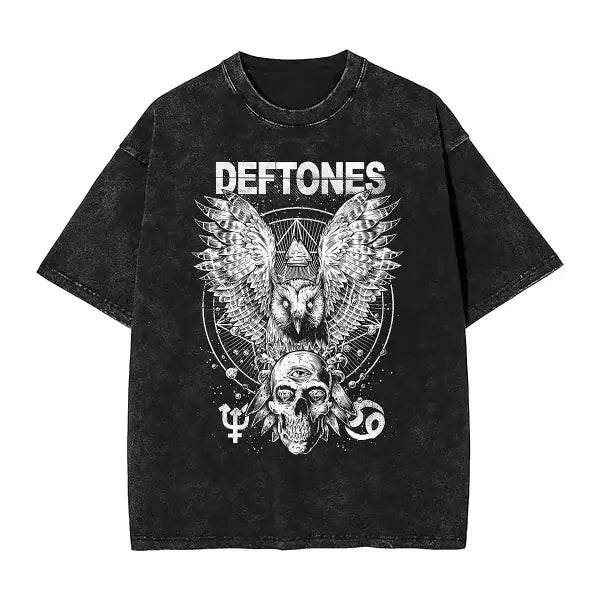 New Hip Hop Deftones Washed Short sleeved round neck Y2k Tshirt Men Clothing New in Top & Tees Mens T-Shirt Camisetas