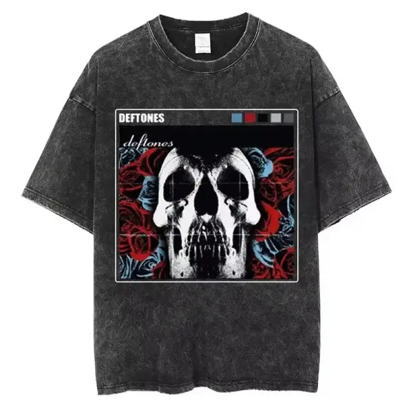 New Hip Hop Deftones Washed Short sleeved round neck Y2k Tshirt Men Clothing New in Top & Tees Mens T-Shirt Camisetas