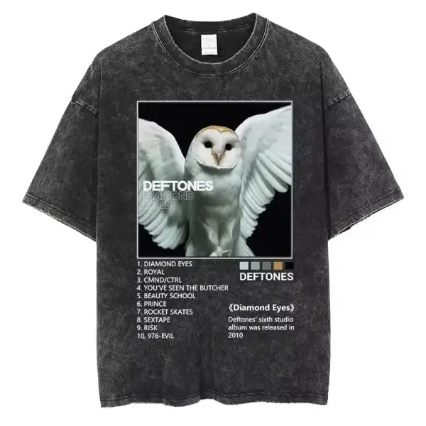 New Hip Hop Deftones Washed Short sleeved round neck Y2k Tshirt Men Clothing New in Top & Tees Mens T-Shirt Camisetas