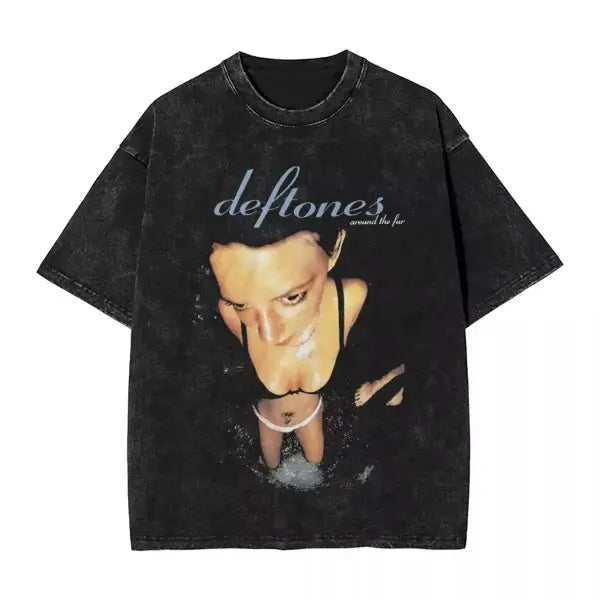 New Hip Hop Deftones Washed Short sleeved round neck Y2k Tshirt Men Clothing New in Top & Tees Mens T-Shirt Camisetas