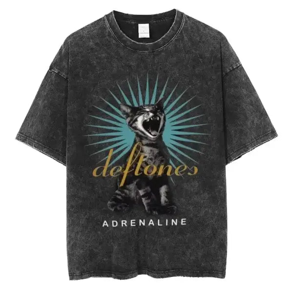 New Hip Hop Deftones Washed Short sleeved round neck Y2k Tshirt Men Clothing New in Top & Tees Mens T-Shirt Camisetas