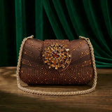 Tiny Rhinestones High Heels Women Brown Pumps Evening Wear
