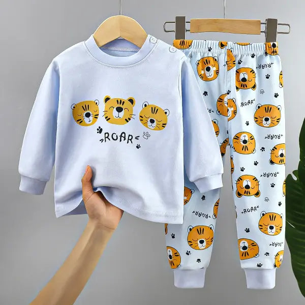 New Kids Boys Girls Pure Cotton Pajamas Cute Cartoon Long Sleeve Pyjamas Toddler Baby Autumn Sleepwear Children’s