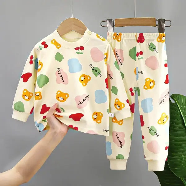 New Kids Boys Girls Pure Cotton Pajamas Cute Cartoon Long Sleeve Pyjamas Toddler Baby Autumn Sleepwear Children’s