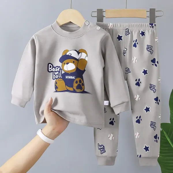 New Kids Boys Girls Pure Cotton Pajamas Cute Cartoon Long Sleeve Pyjamas Toddler Baby Autumn Sleepwear Children’s