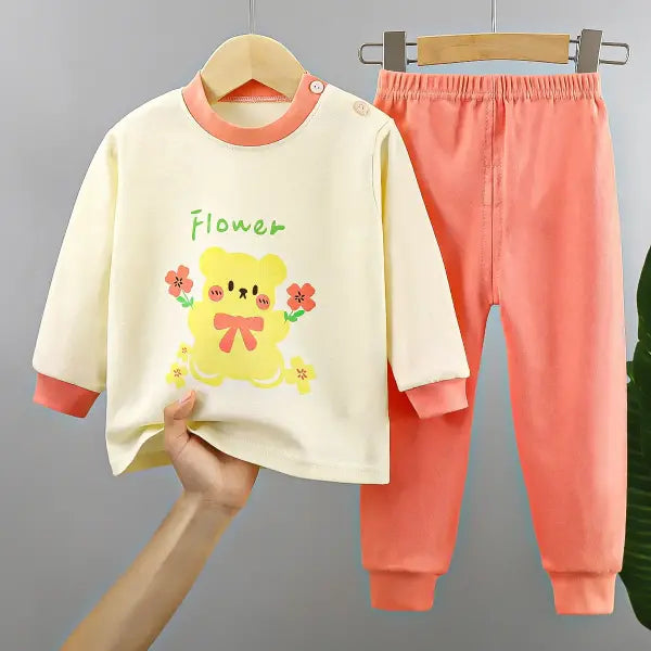 New Kids Boys Girls Pure Cotton Pajamas Cute Cartoon Long Sleeve Pyjamas Toddler Baby Autumn Sleepwear Children’s