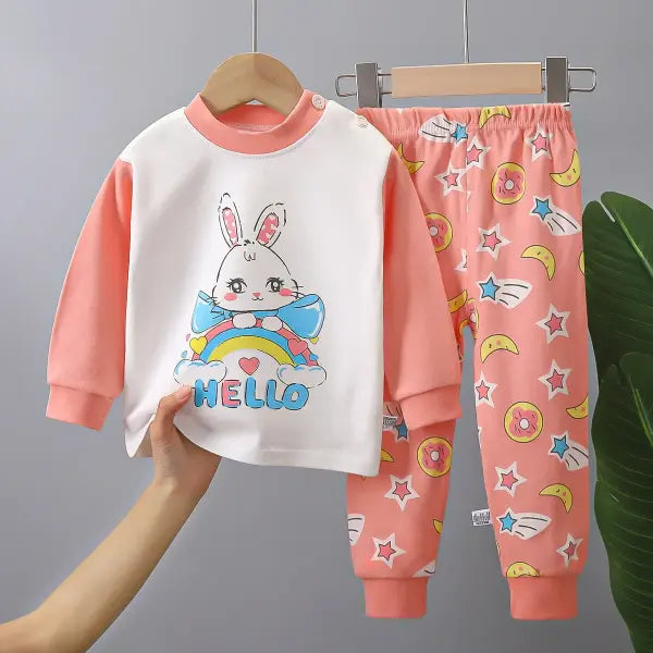 New Kids Boys Girls Pure Cotton Pajamas Cute Cartoon Long Sleeve Pyjamas Toddler Baby Autumn Sleepwear Children’s