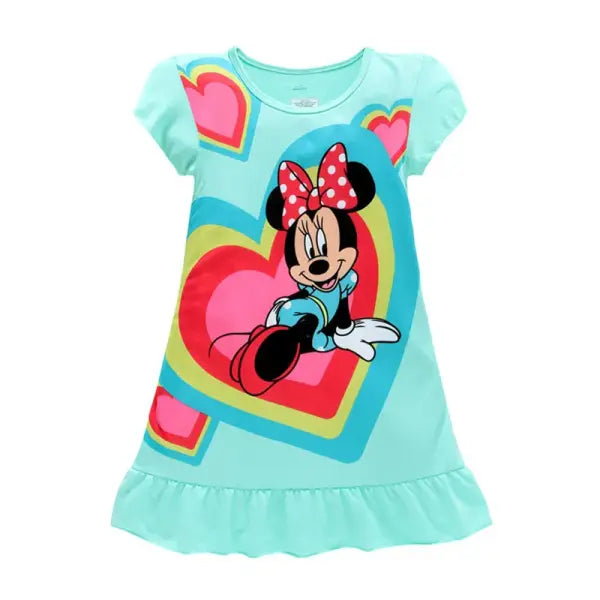 New kids Nightdress Elsa Cartoon Dress Minnie Printing Sleepwear Girls Nightgowns Children Party Dresses Pajamas Girls