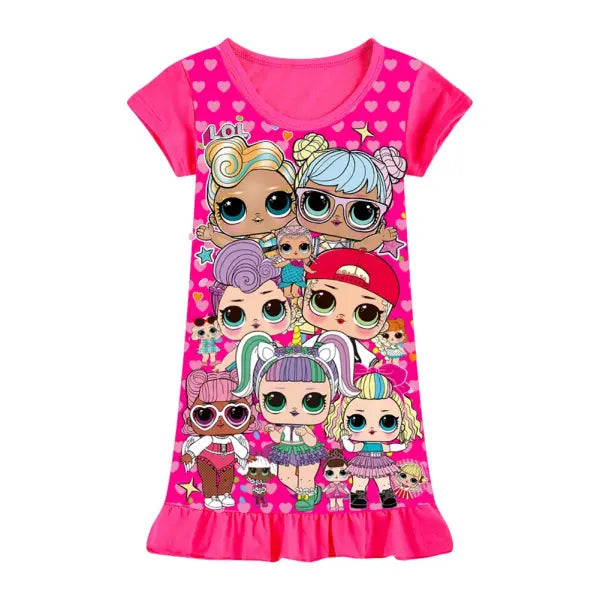 New kids Nightdress Elsa Cartoon Dress Minnie Printing Sleepwear Girls Nightgowns Children Party Dresses Pajamas Girls