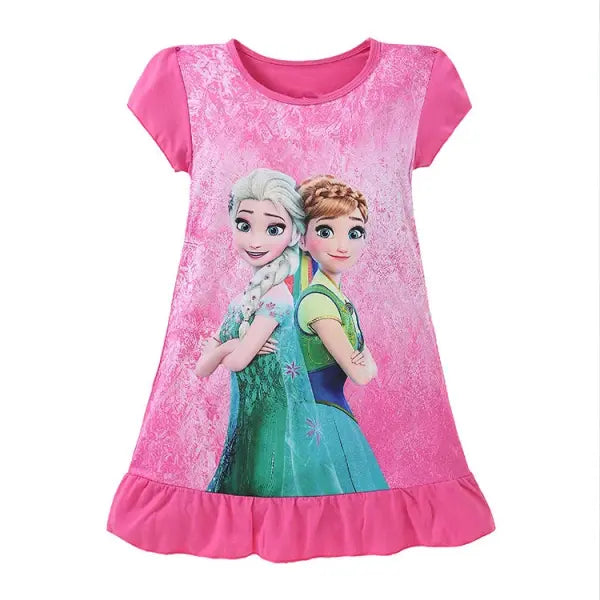 New kids Nightdress Elsa Cartoon Dress Minnie Printing Sleepwear Girls Nightgowns Children Party Dresses Pajamas Girls