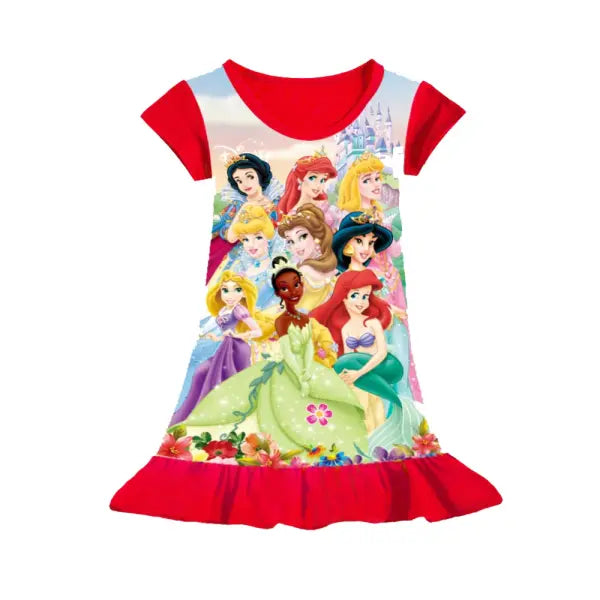 Girls’ Princess Nightgown - Elsa & Minnie Inspired Cartoon Sleepwear - Toddler Fancy Party Pajama Dress - Soft Cotton