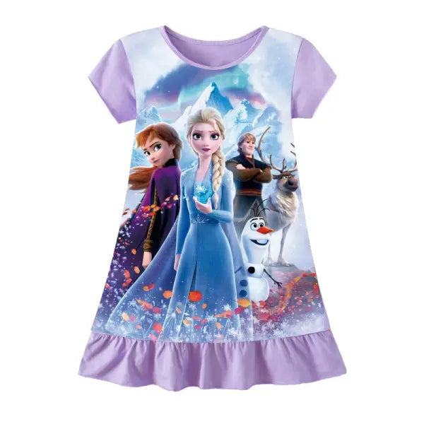 New kids Nightdress Elsa Cartoon Dress Minnie Printing Sleepwear Girls Nightgowns Children Party Dresses Pajamas Girls