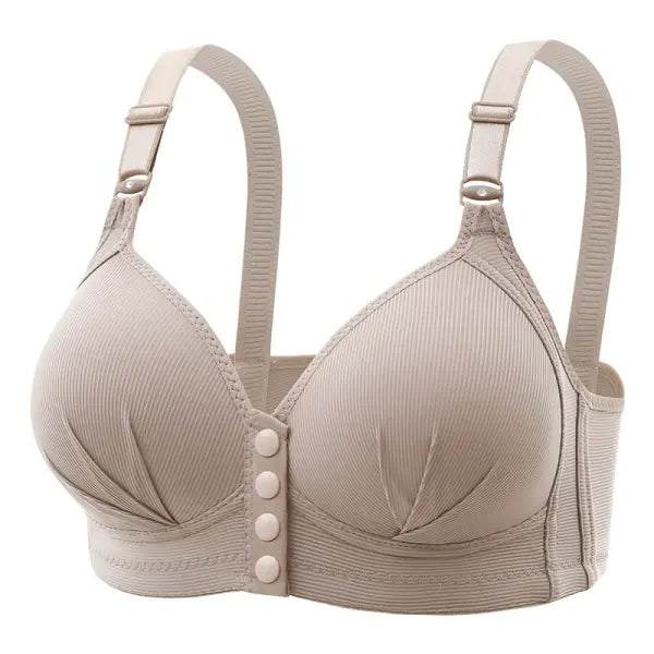Plus Size Front Buckle Push-Up Bra - Adjustable Thin Cup Breathable Lingerie - Comfortable Support Bra for Middle-Aged