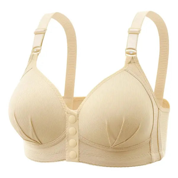 Women’s Plus Size Front-Closure Push Up Bra – Wireless Breathable Thin Cup Bra for Mature Women & Easy Daily Support