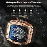 Quartz Watch Alloy Case Silicone Band Luxury Sports Waterproof