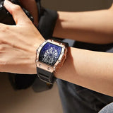 Quartz Watch Alloy Case Silicone Band Luxury Sports Waterproof