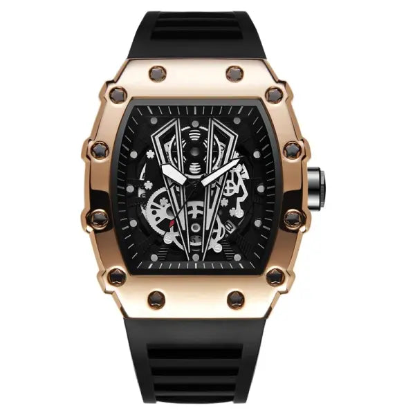 Quartz Watch Alloy Case Silicone Band Luxury Sports Waterproof - 6144-2